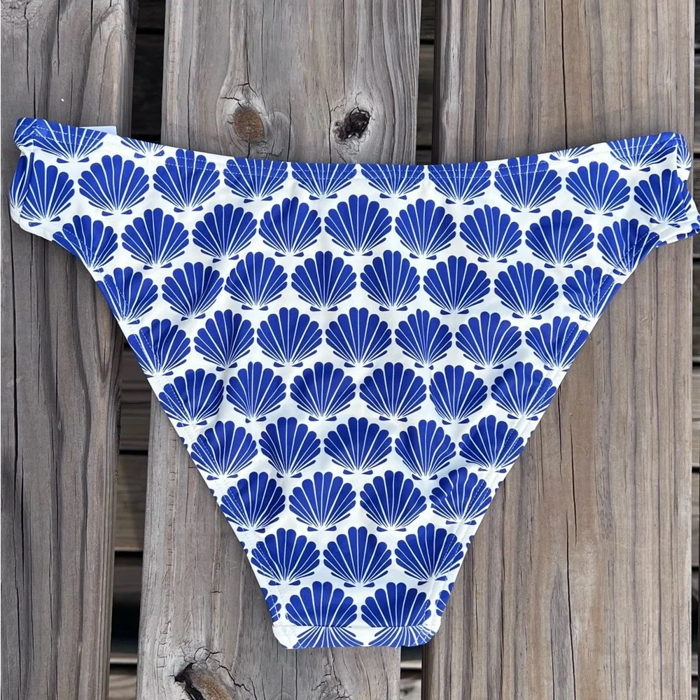 - Kate Spade L Hi Leg Cheeky Blueberry Shell Bikini Bottom! NEW!